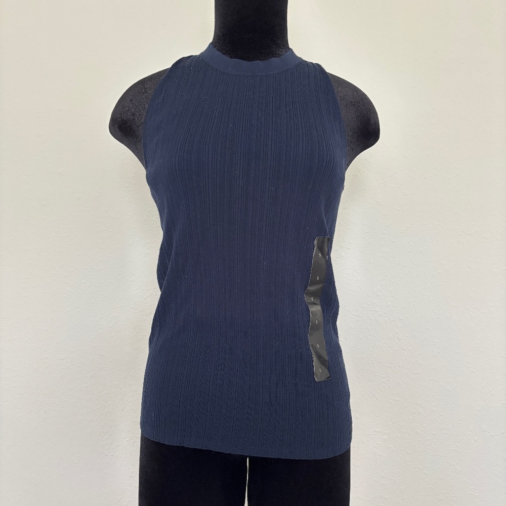 Banana Republic Navy Pleated Ribbed Sweater Tank